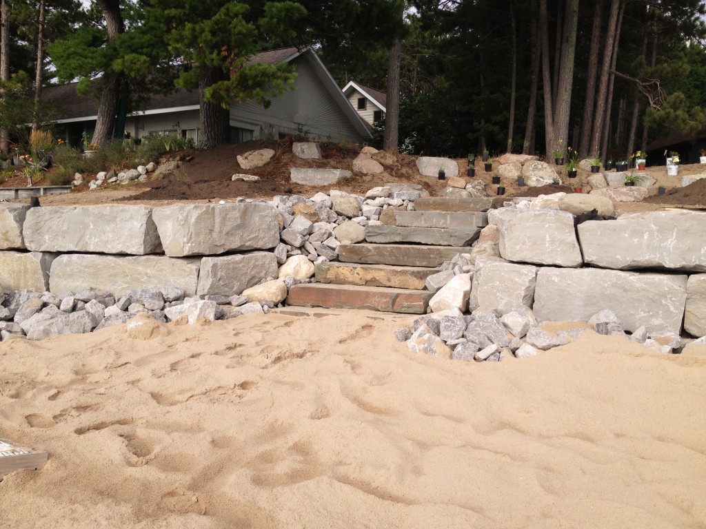 stone stairs leading away from beach
